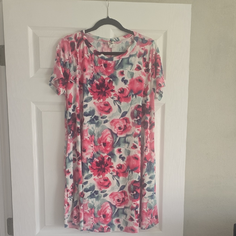 Sew In Love Pink Floral Midi Shift Dress